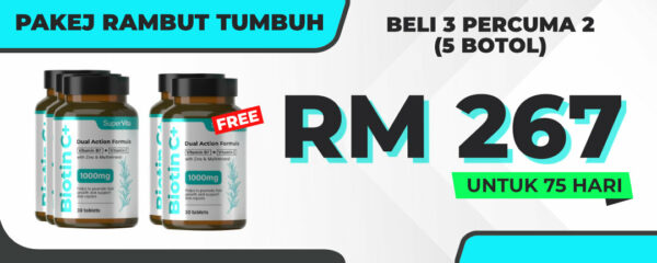 Pakej Rawatan Biotin C+ ( 5 Botol )